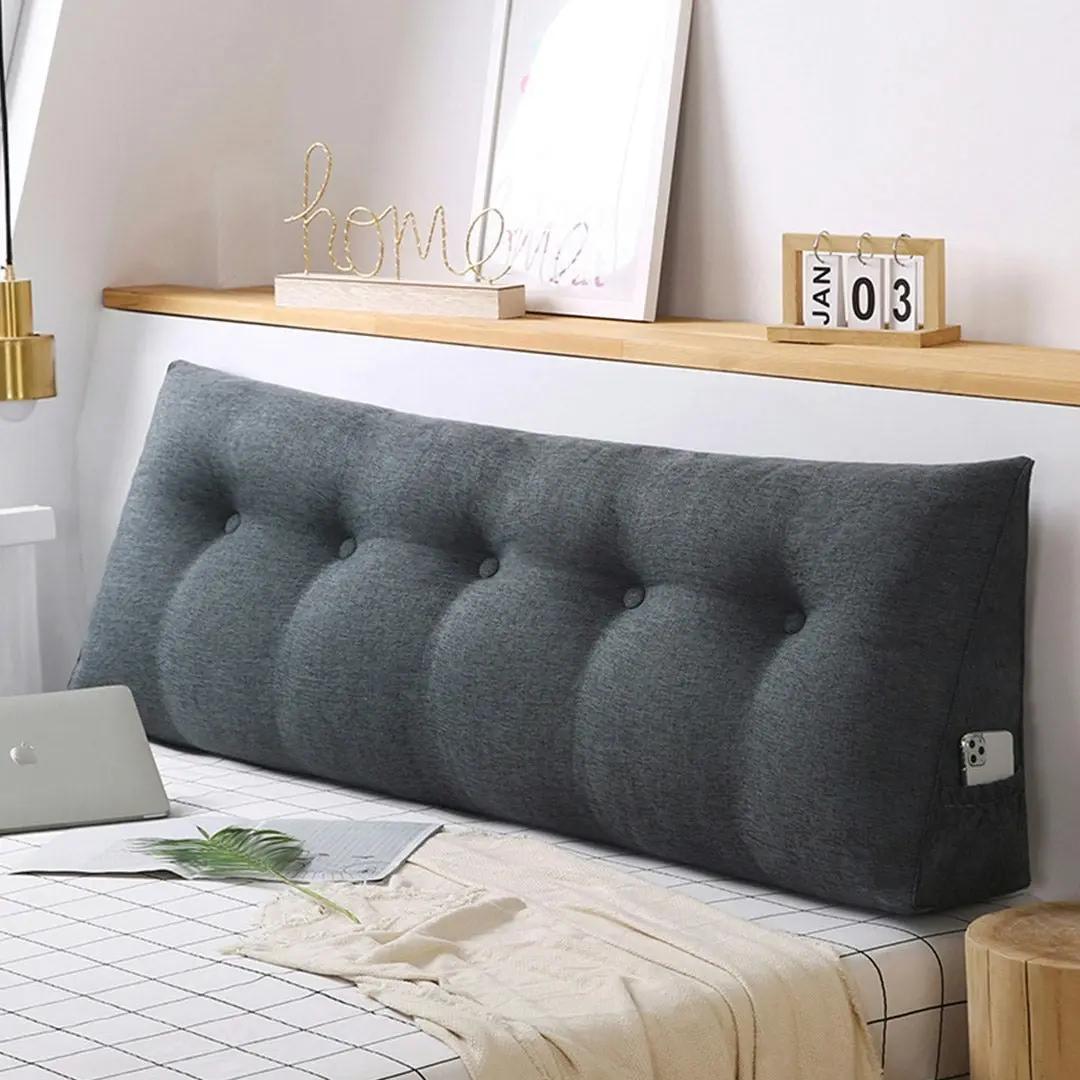 Soga 120cm Dark Grey Triangular Wedge Bed Pillow Headboard Backrest Bedside Tatami Cushion Home Decor