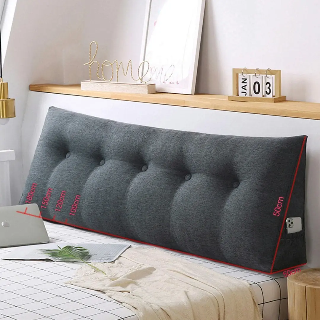 Soga 180cm Dark Grey Triangular Wedge Bed Pillow Headboard Backrest Bedside Tatami Cushion Home Decor