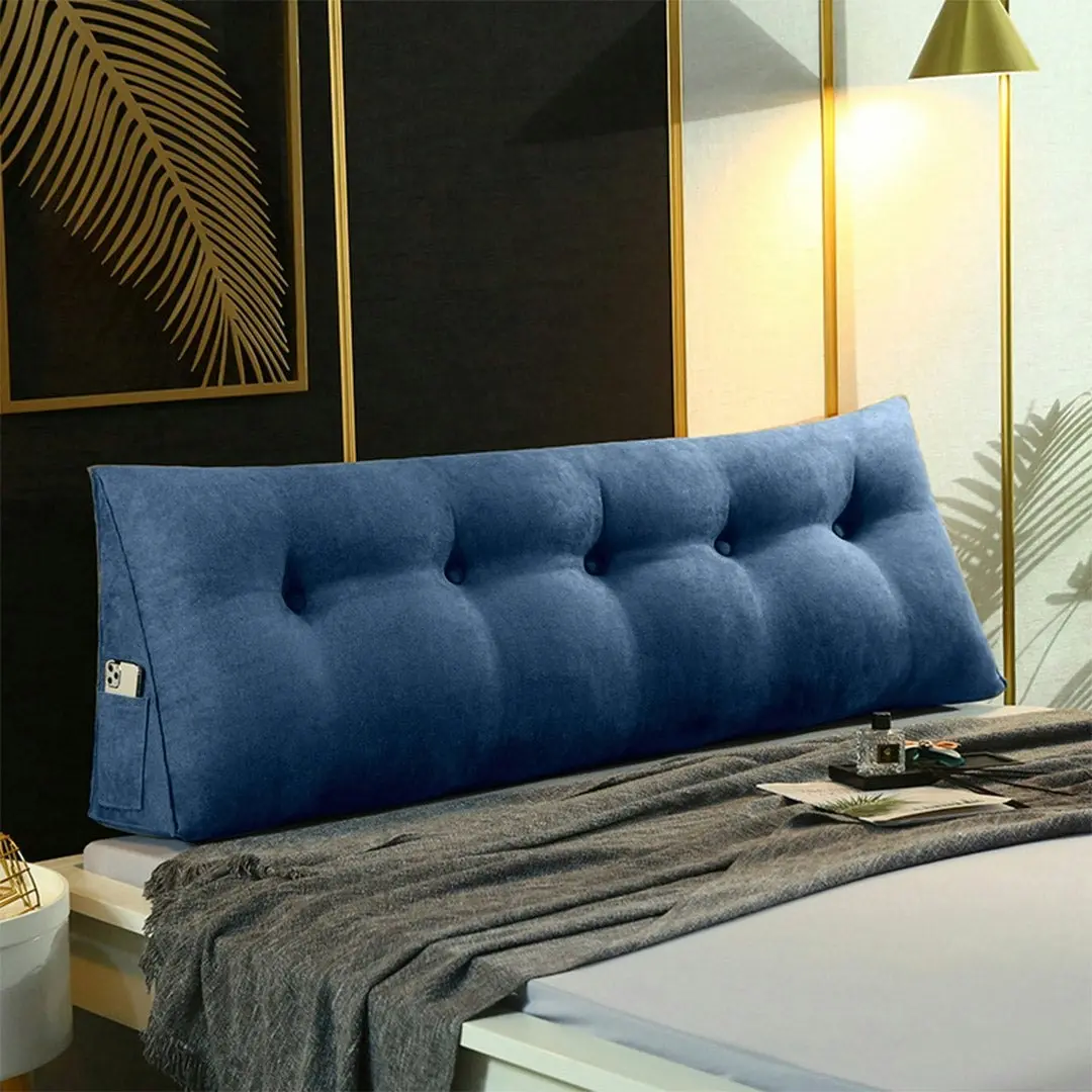 Soga 100cm Blue Triangular Wedge Bed Pillow Headboard Backrest Bedside Tatami Cushion Home Decor