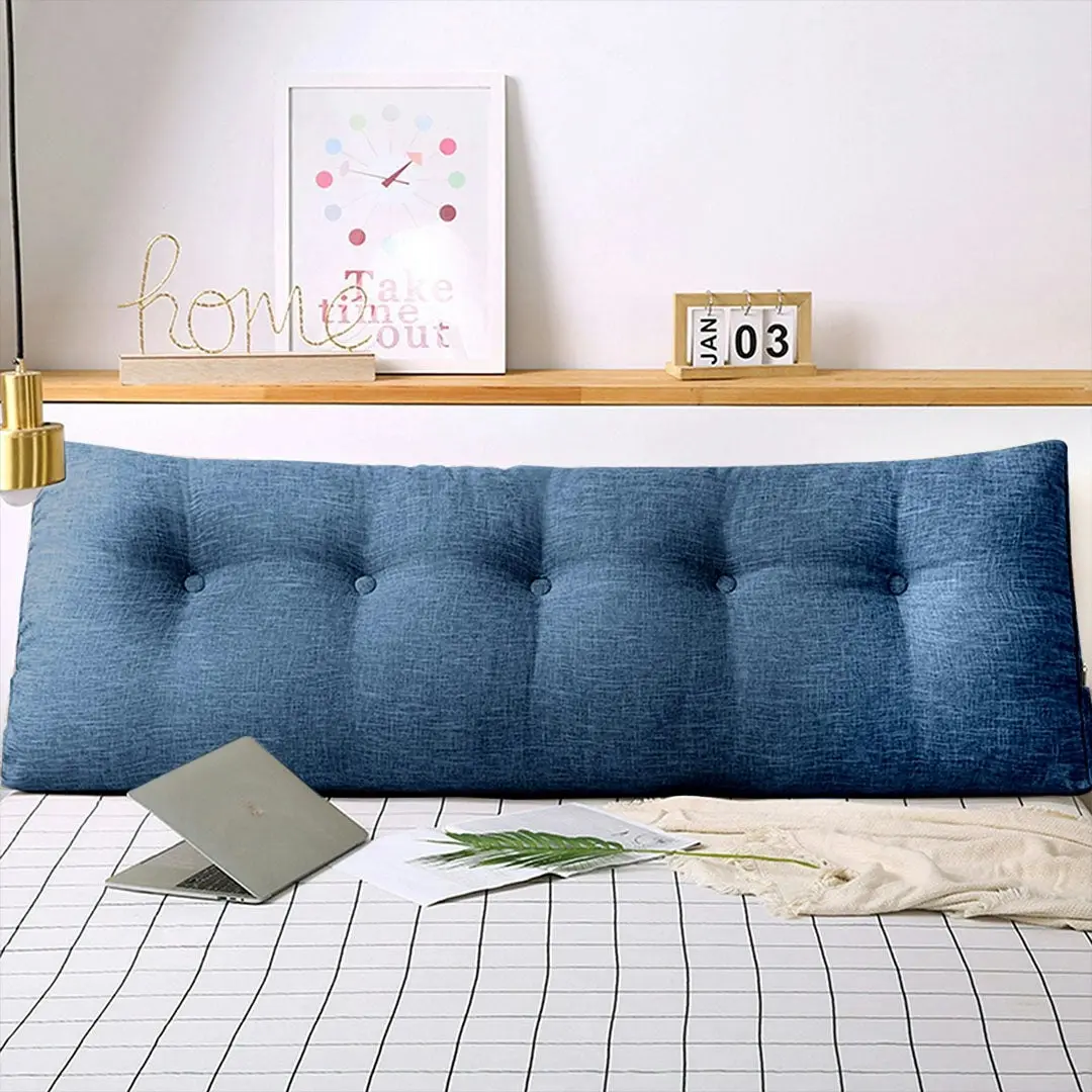 Soga 120cm Blue Triangular Wedge Bed Pillow Headboard Backrest Bedside Tatami Cushion Home Decor