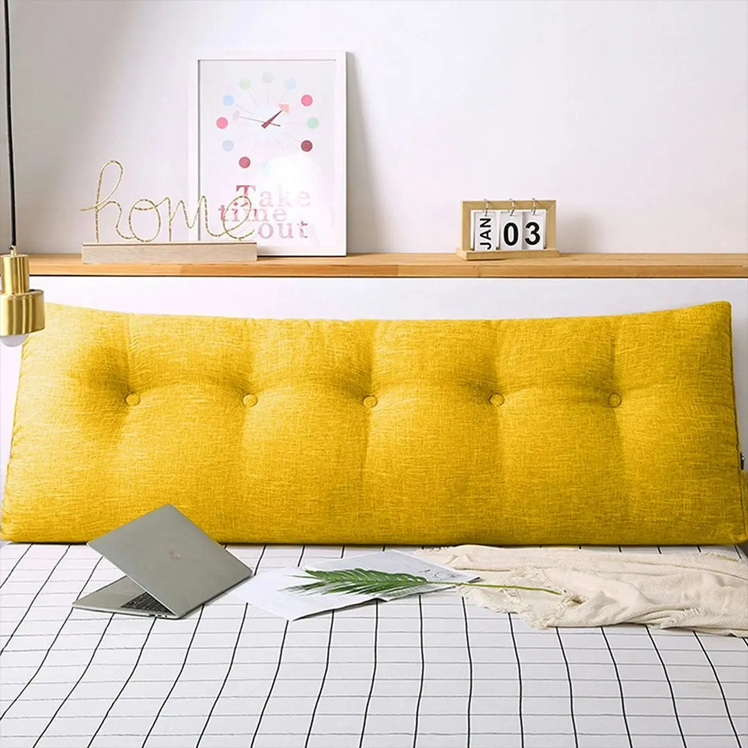 Soga 120cm Yellow Triangular Wedge Bed Pillow Headboard Backrest Bedside Tatami Cushion Home Decor