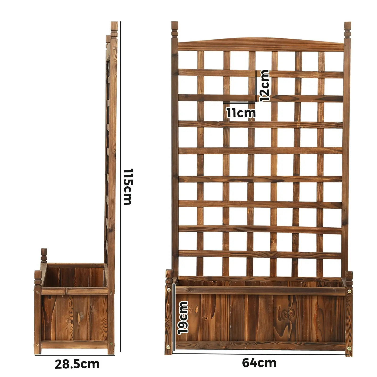 Livsip Raised Garden Bed Wooden Planter Box Vegetables Outdoor Planting 64x115cm