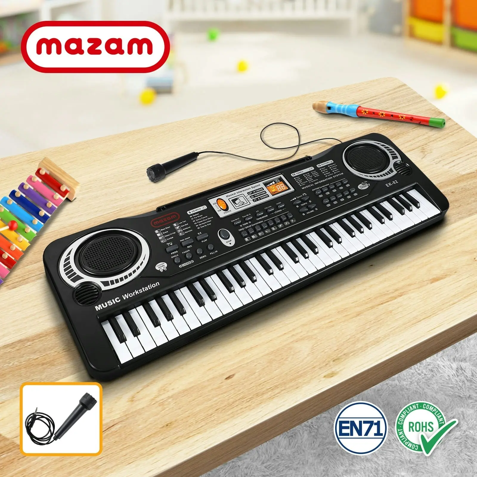 Mazam 61 Keys Piano Keyboard Electronic Electric Musical Toy Gift w/ Microphone