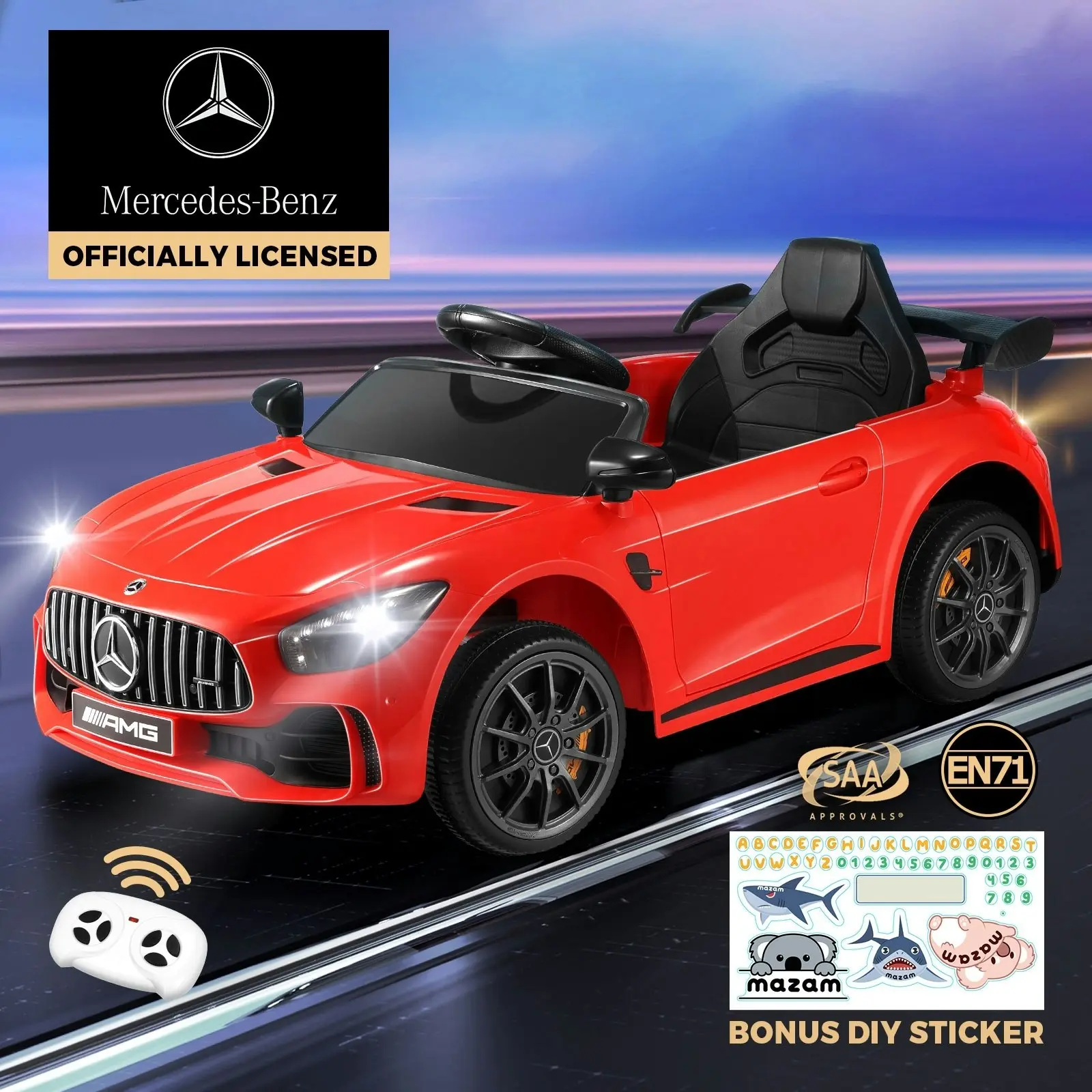 Kids Ride On Car Mercedes-Benz AMG GTR Licensed Electric Vehicle Toy Gift 12V