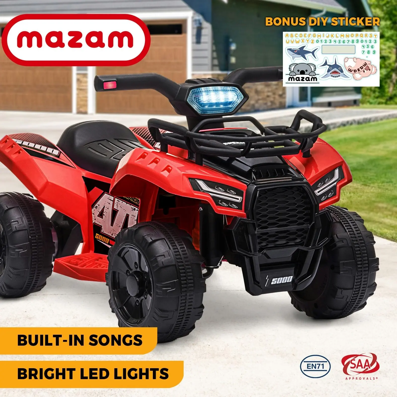 Mazam Ride On Car Electric ATV Bike Vehicle for Toddlers Kids Rechargeable Red