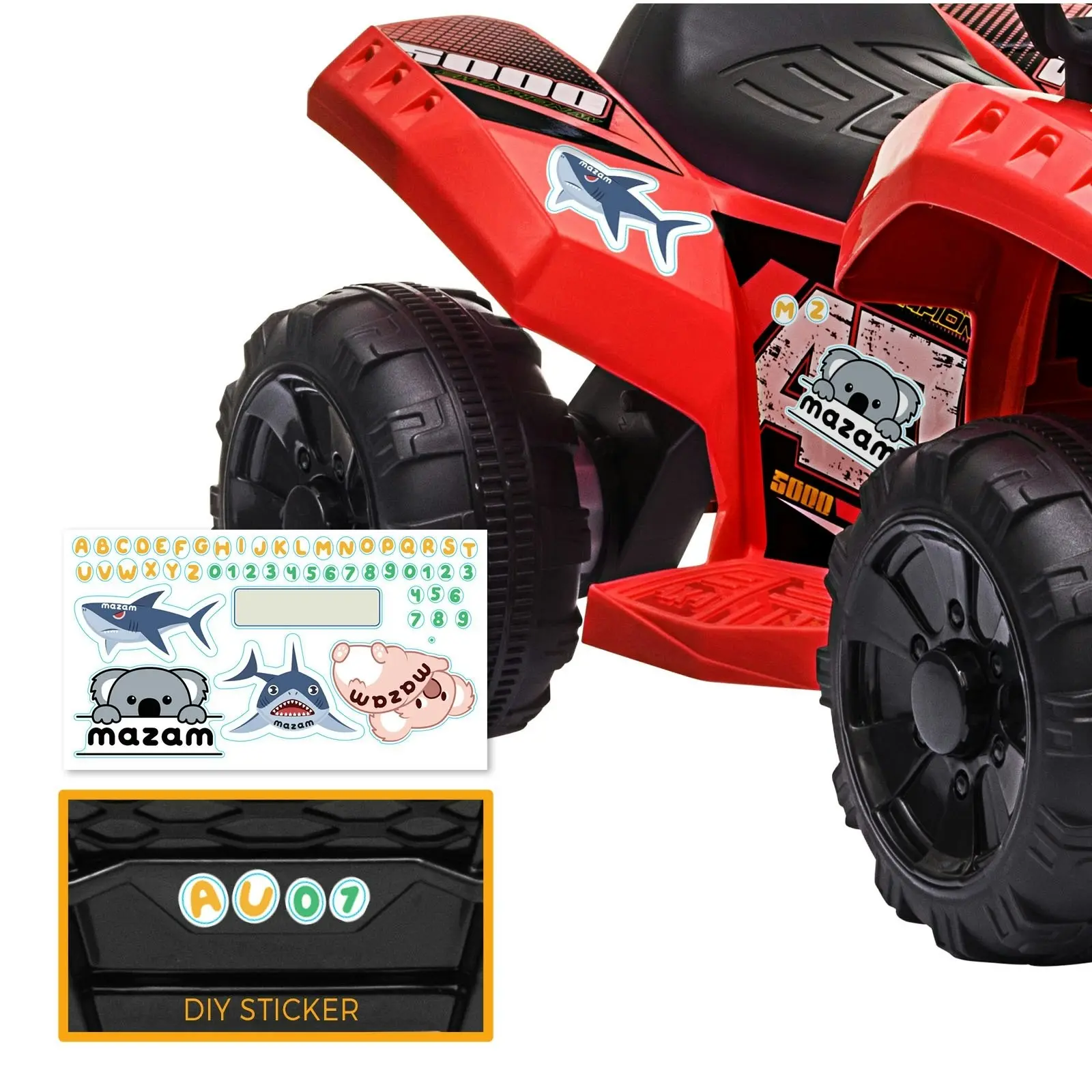 Mazam Ride On Car Electric ATV Bike Vehicle for Toddlers Kids Rechargeable Red