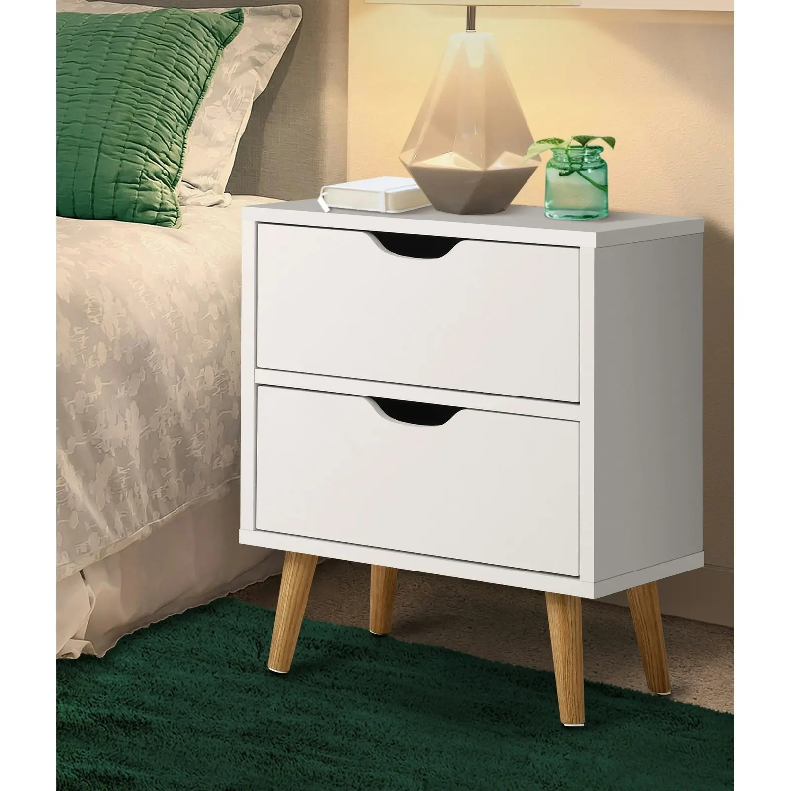 Oikiture Bedside Table White Side Table