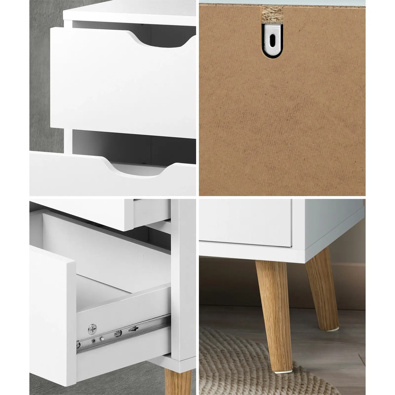 Oikiture Bedside Table White Side Table