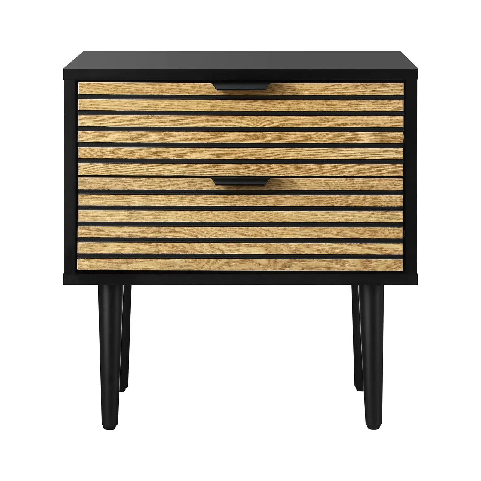 Oikiture Bedside Table 2 Drawers Side Table Bedroom Furniture Storage Unit Black