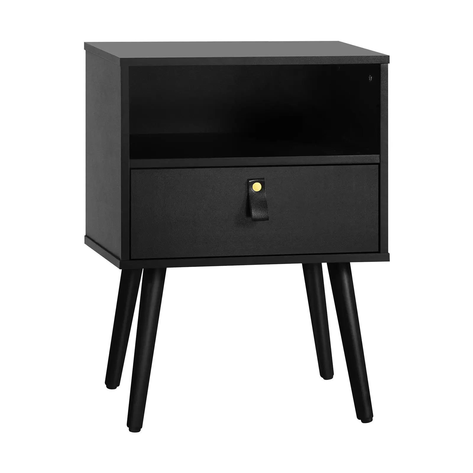 Oikiture Bedside Table Drawers Side Table Storage Cabinet Nightstand Black