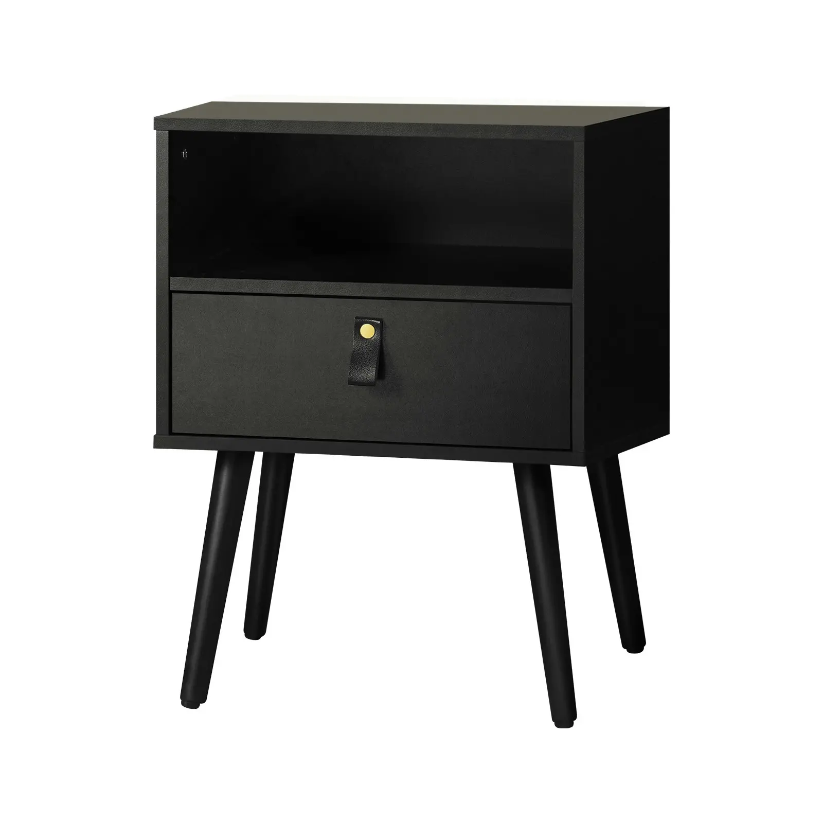 Oikiture Bedside Table Drawers Side Table Storage Cabinet Nightstand Black