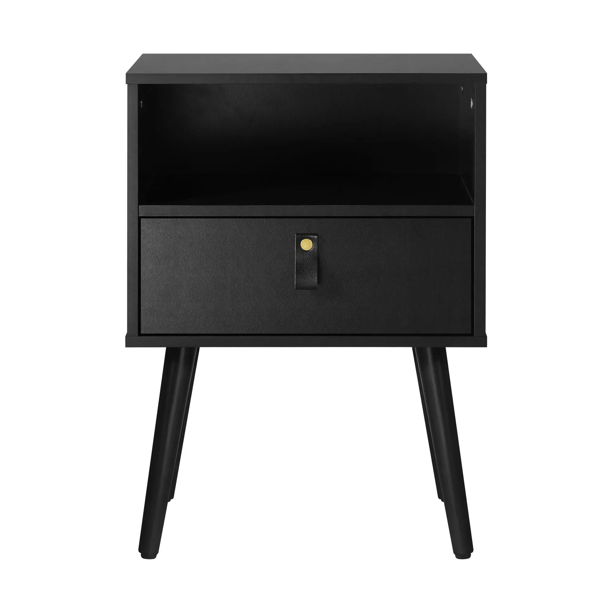 Oikiture Bedside Table Drawers Side Table Storage Cabinet Nightstand Black