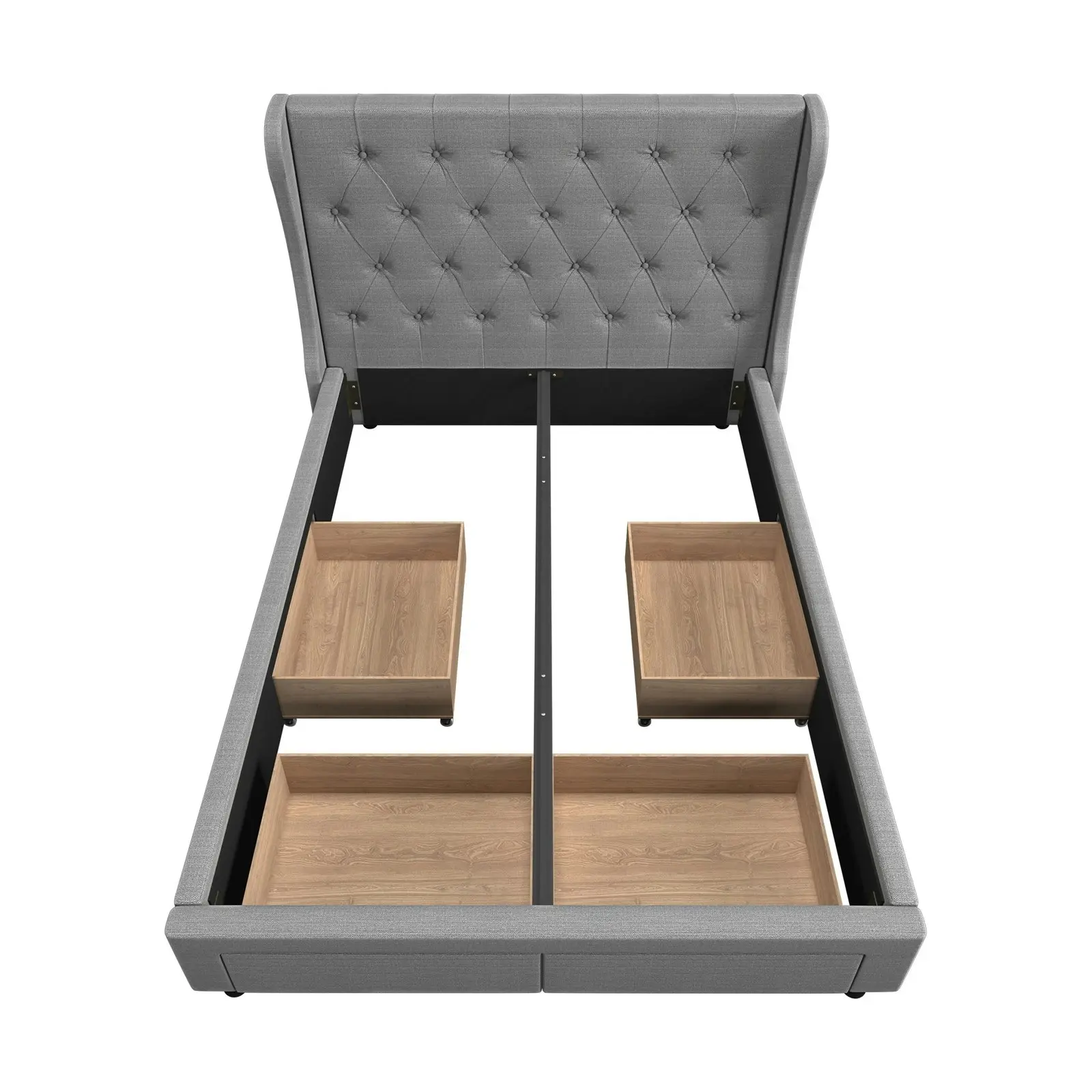 Oikiture Bed Frame Double Size Base With 4 Storage Drawers