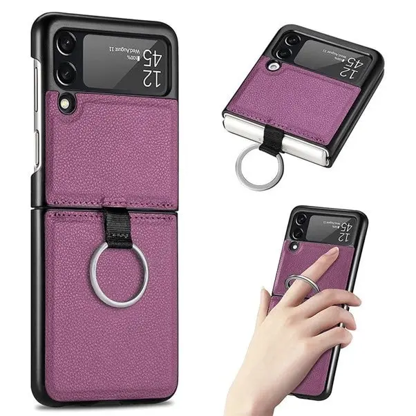 Samsung Galaxy Z Flip 4 Leather Hard Back Protective Case Cover - Choice of Colours