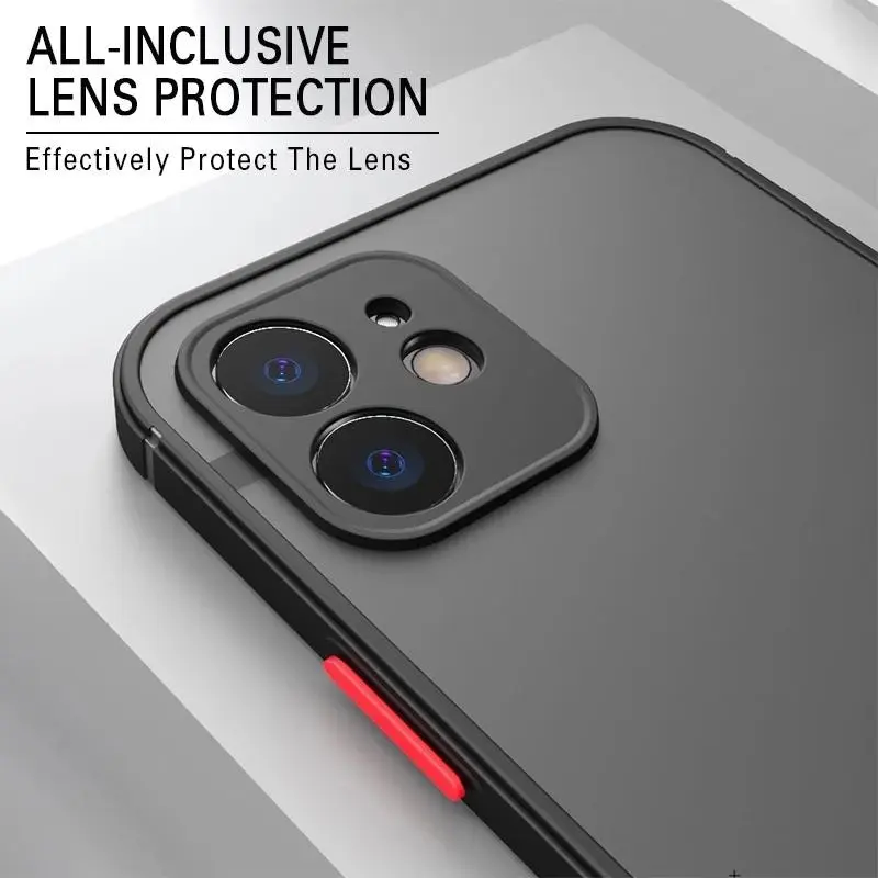 Matte Translucent Silicone Shockproof Case for iPhone 14, 13, 12, 11, X, 8,7