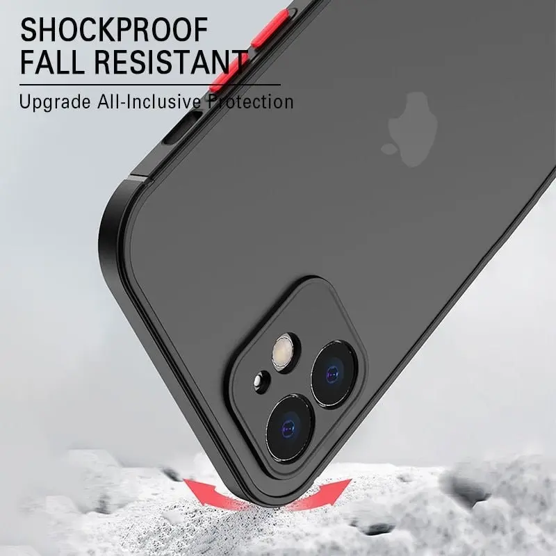 Matte Translucent Silicone Shockproof Case for iPhone 14, 13, 12, 11, X, 8,7