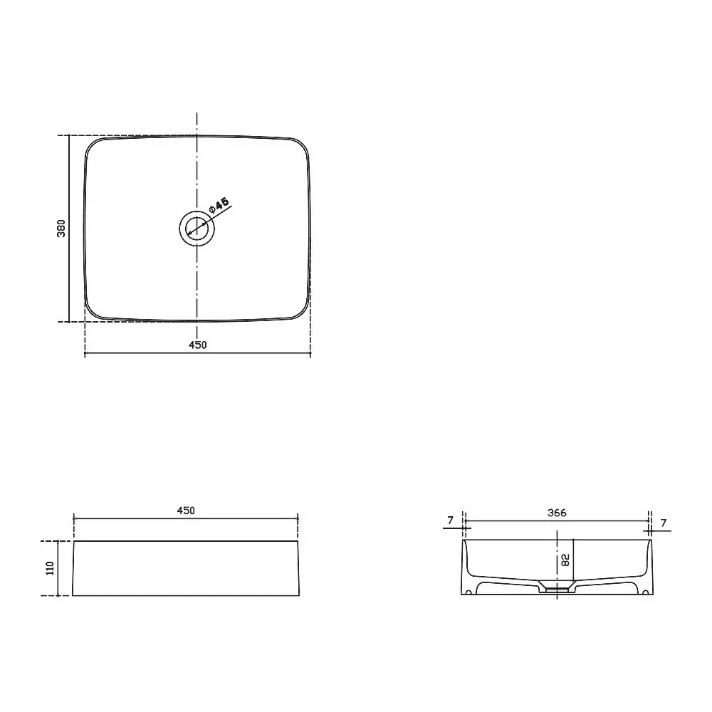 Galassia Smart B Home/Bathroom Countertop Ceramic Mount Basin White 45cm 7414