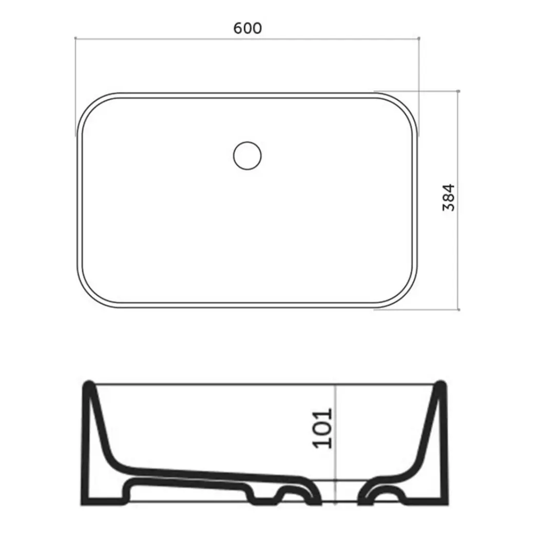 Grotech Creamics Appoggio Ceramic Slim Countertop Basin 60cm White SL06038001