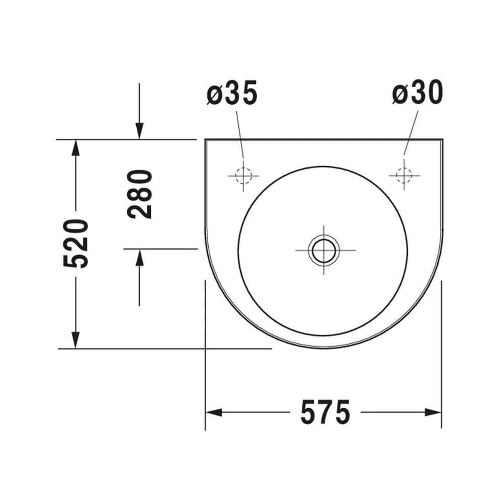 Duravit Architec Bathroom Home Ceramic Wall Basin/Sink 57.5cm Alpin White 044958