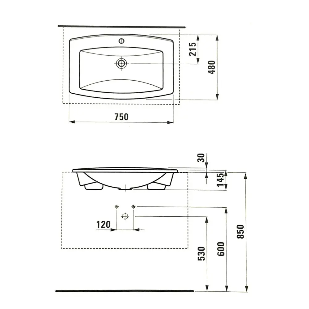 Laufen MyLife 811946 1 TH Recessed Ceramic Wash-Basin w/Wondergliss Gloss White