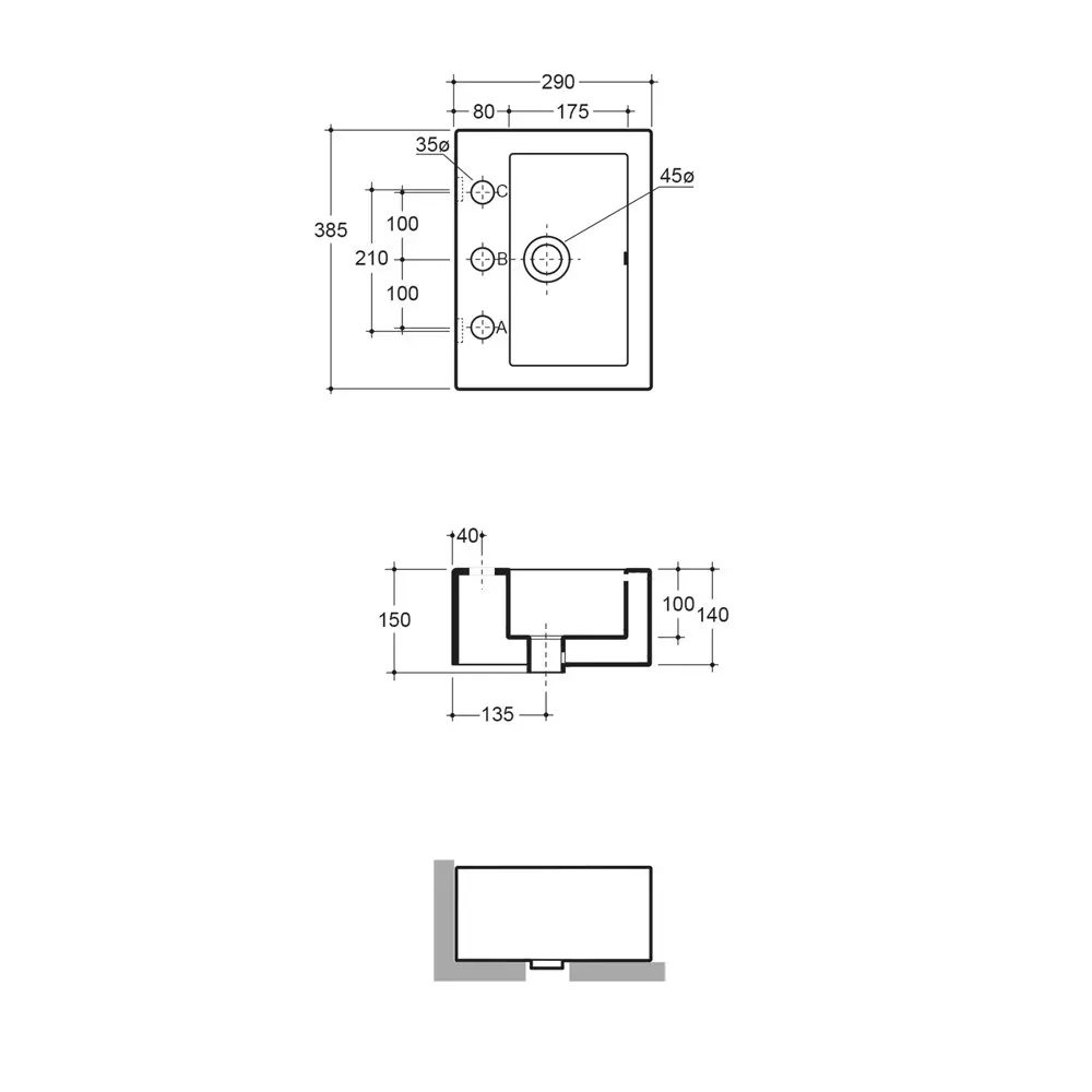 Flaminia 5088 Acquababy Basin 1 Tap Hole Ceramic Bench/Wall-Mount Basin White