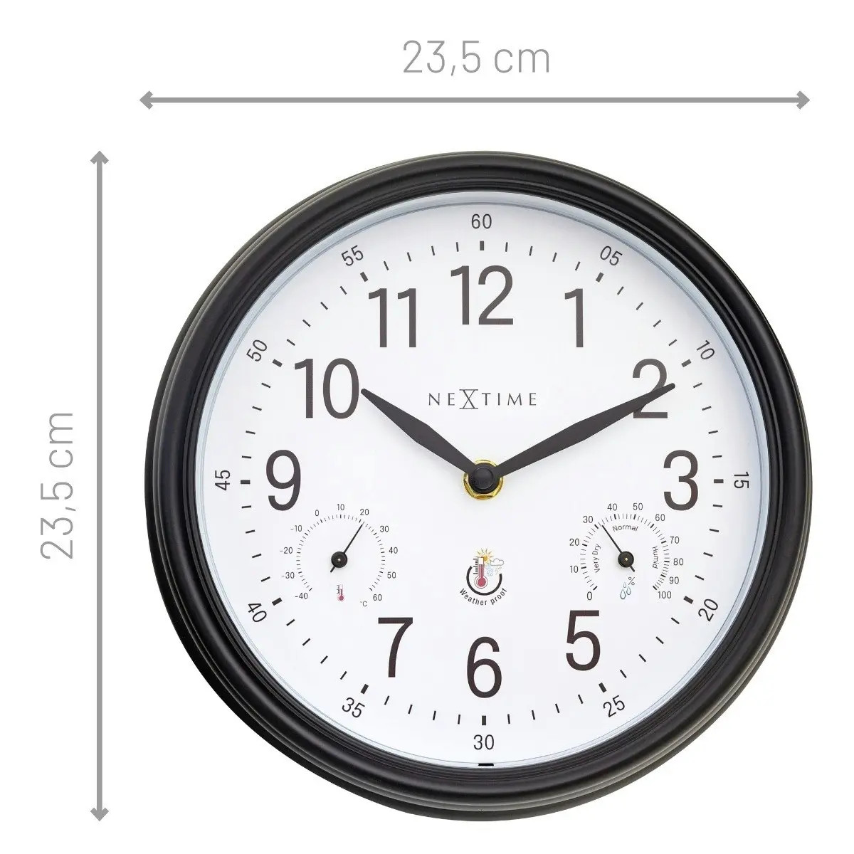 NeXtime Jasmine Weatherproof Outdoor 23.5cm Analogue Wall Clock Black/White