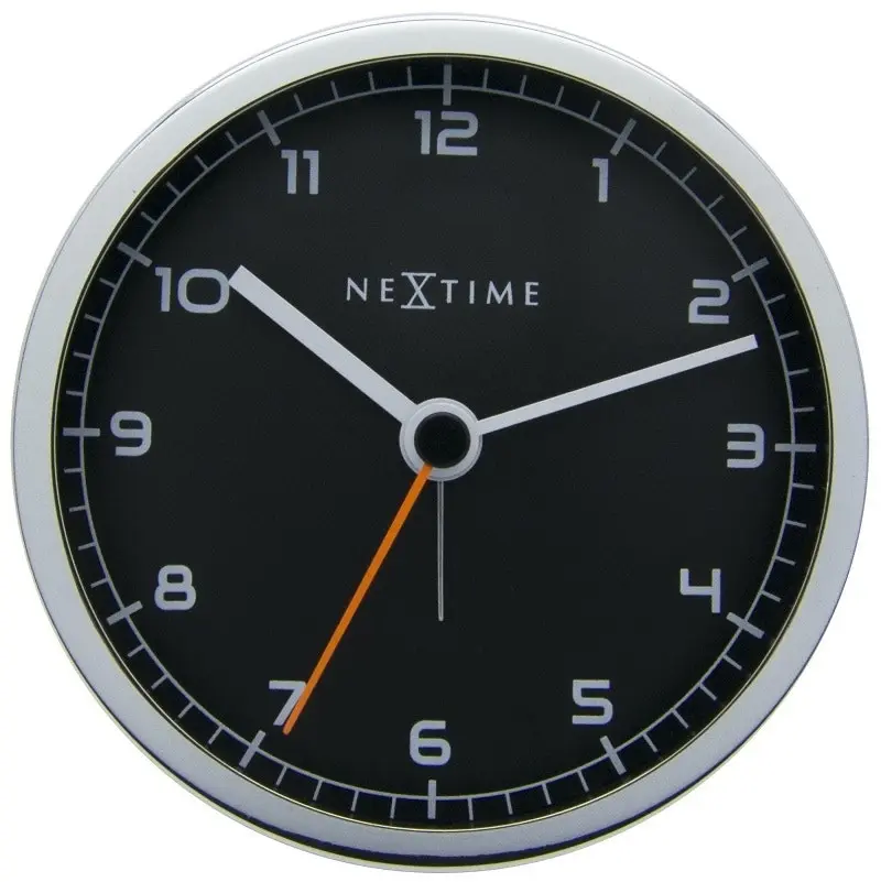 NeXtime 9cm Company Metal Analogue Alarm Clock Round Office Decor Quartz Black