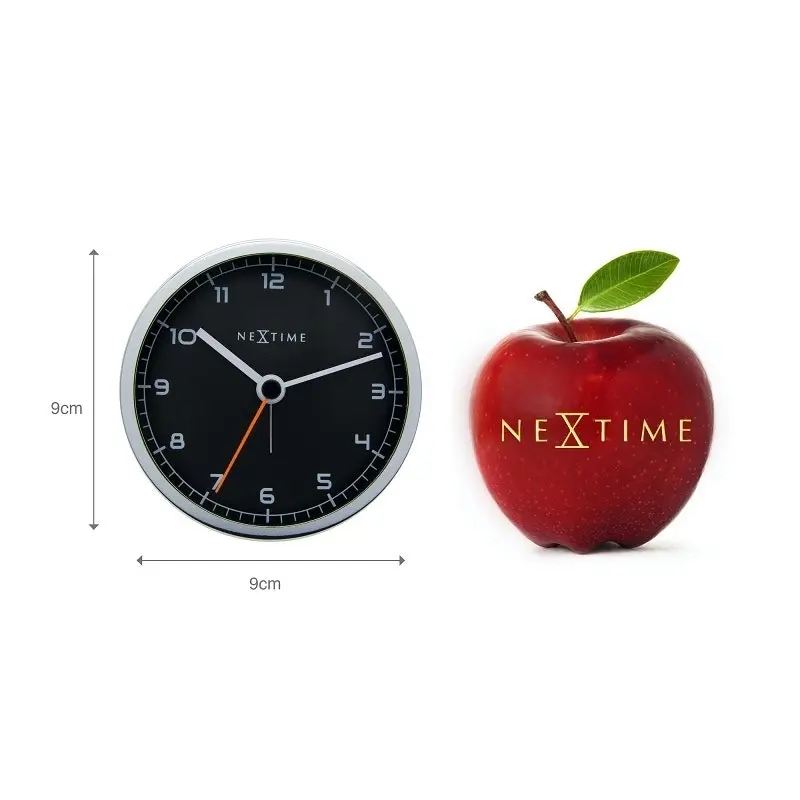 NeXtime 9cm Company Metal Analogue Alarm Clock Round Office Decor Quartz Black