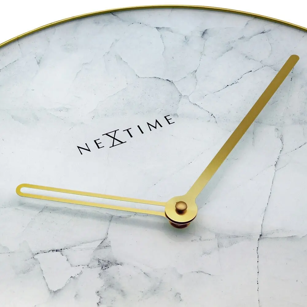 NeXtime Glass 40cm Hanging Analogue Wall Clock Home Room Decor Marble White