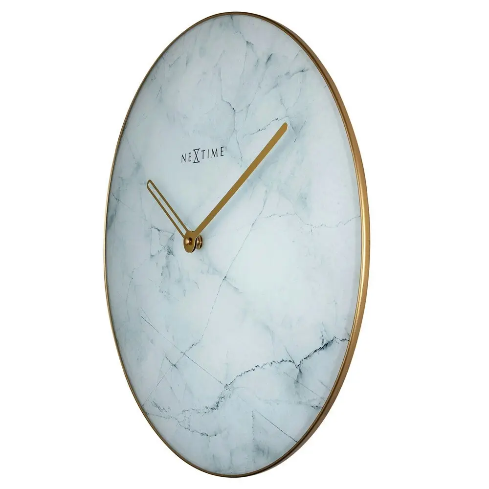 NeXtime Glass 40cm Hanging Analogue Wall Clock Home Room Decor Marble White