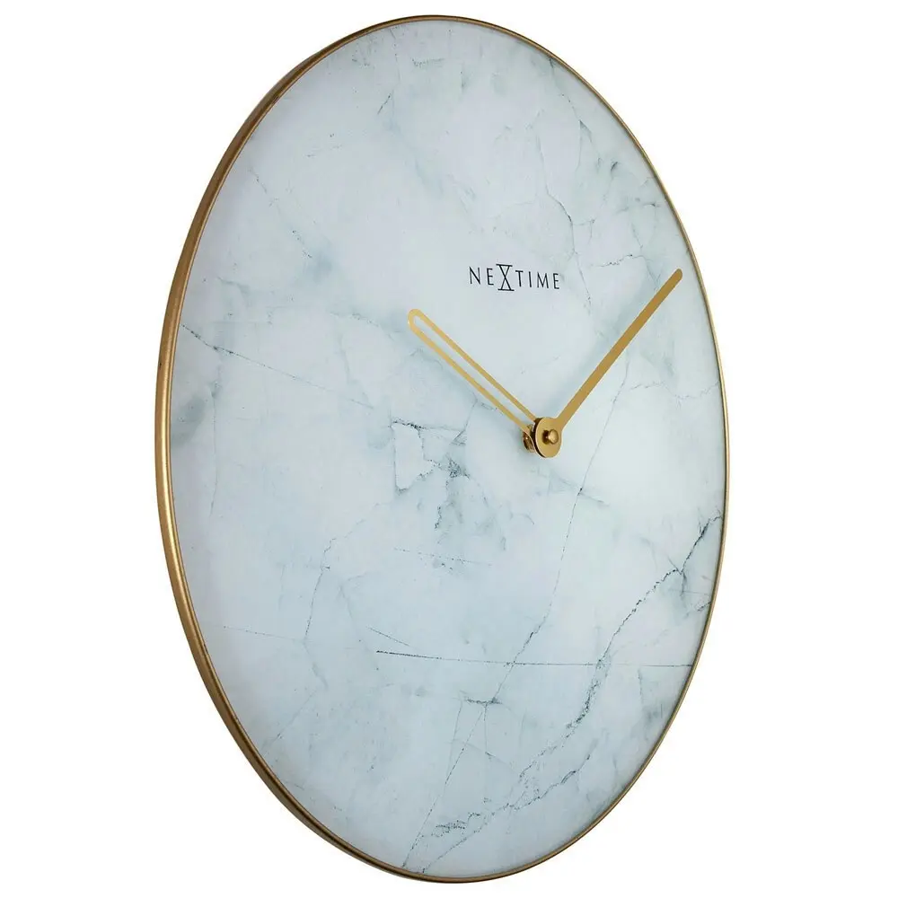 NeXtime Glass 40cm Hanging Analogue Wall Clock Home Room Decor Marble White