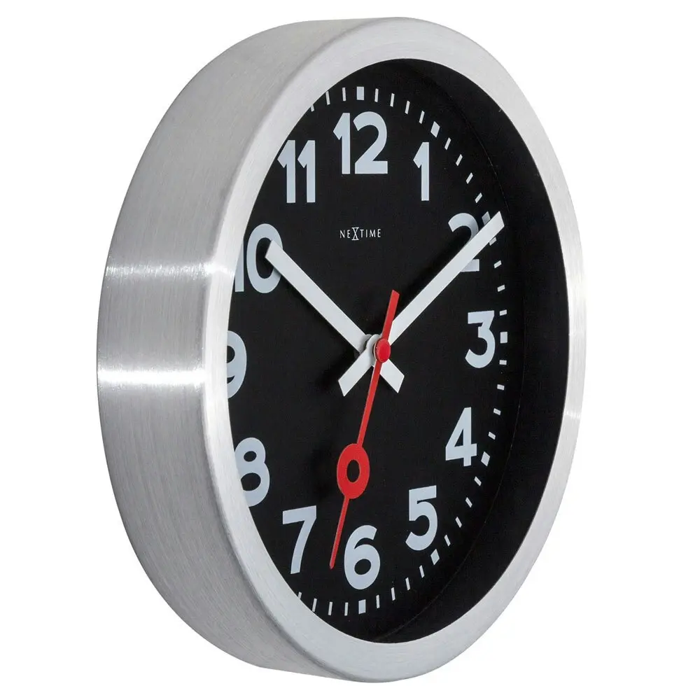 NeXtime Silent Sweep 19cm Station Number Analogue Wall Clock Home Decor Black