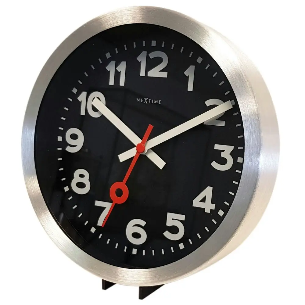 NeXtime Silent Sweep 19cm Station Number Analogue Wall Clock Home Decor Black