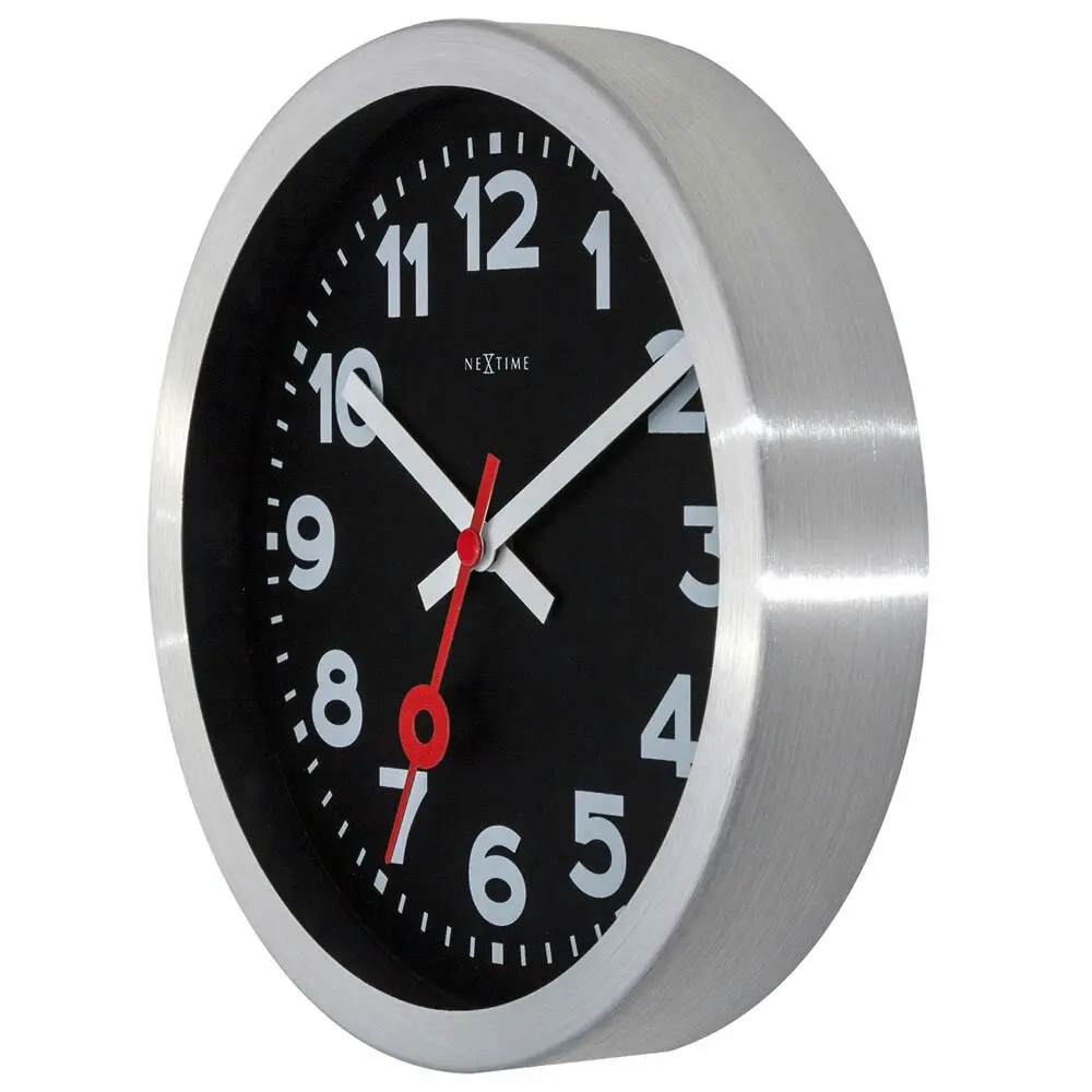 NeXtime Silent Sweep 19cm Station Number Analogue Wall Clock Home Decor Black