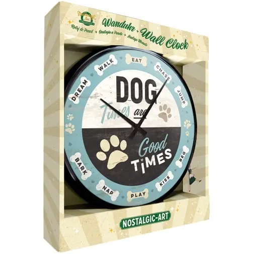 Nostalgic Art 30cm Dog Times Round Quartz Battery Operated Kitchen Wall Clock