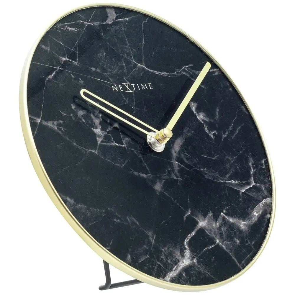 NeXtime 20cm Marble Table/Desk Round Analogue Clock Home/Office Decor Black/Gold