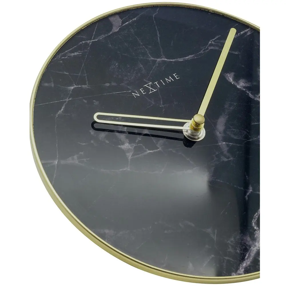 NeXtime 20cm Marble Table/Desk Round Analogue Clock Home/Office Decor Black/Gold