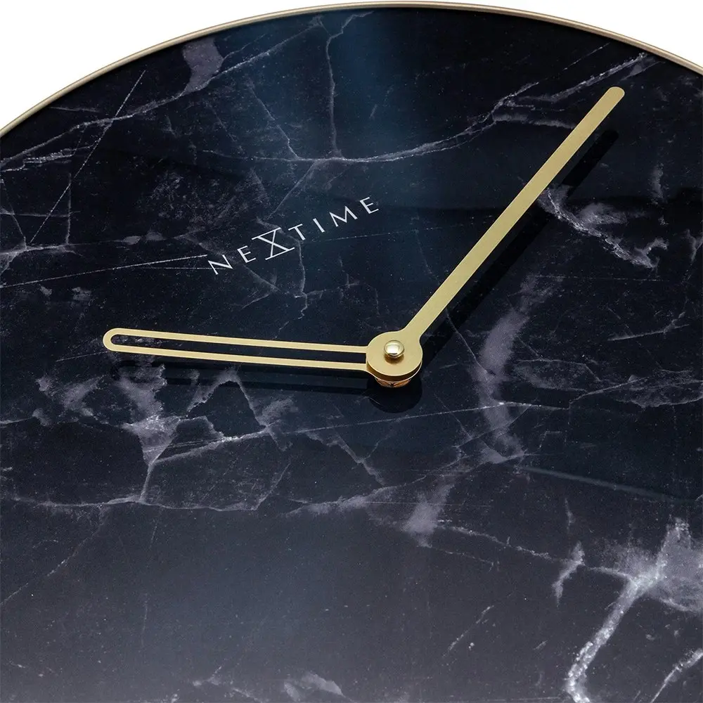 NeXtime 40cm Marble Silent Analogue Round Wall Clock Home/Office Decor Black