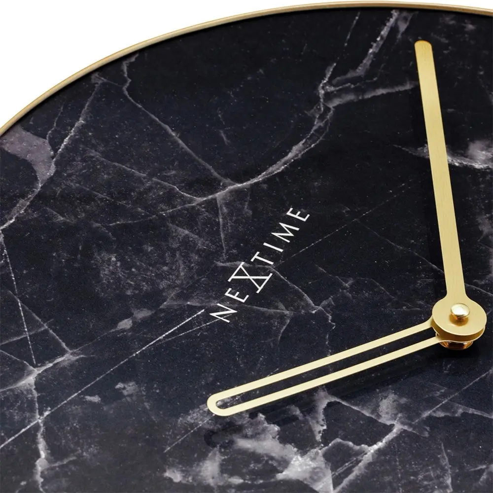 NeXtime 40cm Marble Silent Analogue Round Wall Clock Home/Office Decor Black