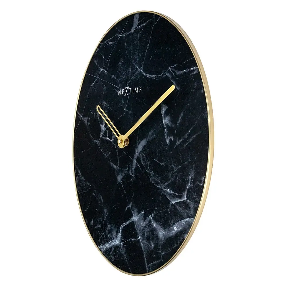 NeXtime 40cm Marble Silent Analogue Round Wall Clock Home/Office Decor Black