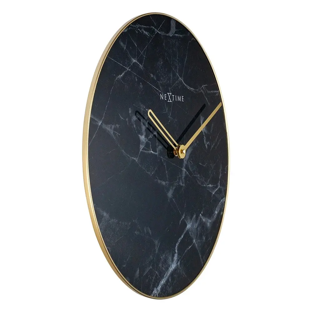 NeXtime 40cm Marble Silent Analogue Round Wall Clock Home/Office Decor Black