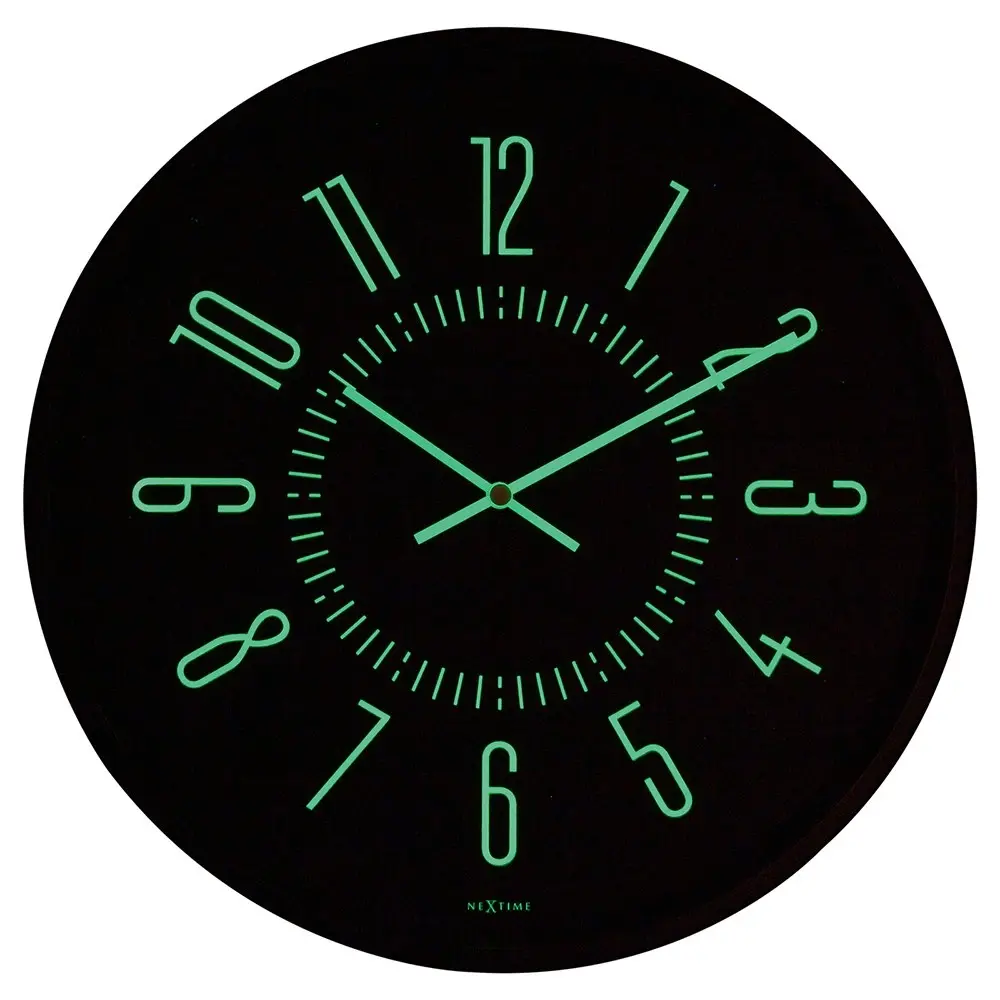 NeXtime Luminous Analogue Round 35cm Wall Clock Hanging Home/Room Decor Black