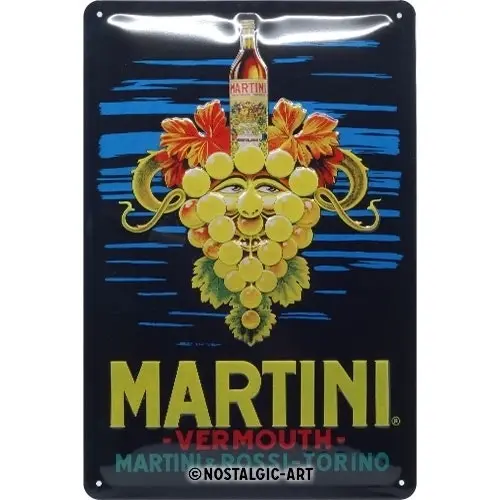 Nostalgic Art Martini Vermouth Grapes 20x30cm Medium Metal Tin Sign Wall Decor