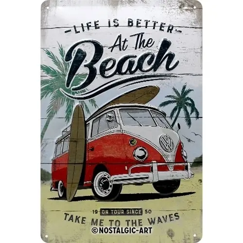 Nostalgic Art 20x30cm Medium Metal Wall Hanging Sign VW Bulli Beach Home Decor