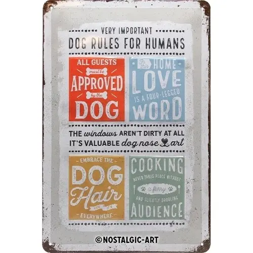 Nostalgic Art 20x30cm Medium Metal Wall Hanging Sign Dog Rules Home/Cafe Decor