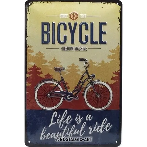 Nostalgic Art 20x30cm Metal Wall Hanging Sign Bicycle Beautiful Ride Home Decor