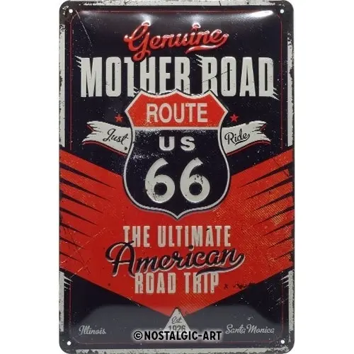 Nostalgic Art 20x30cm Metal Wall Hanging Sign Route 66 Ultimate Road Trip Decor