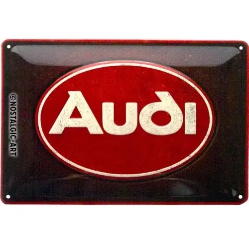 Nostalgic Art Audi Logo Red Shine 20x30cm Medium Metal Tin Sign Home Wall Decor