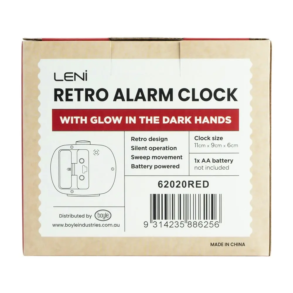 Leni 11cm Retro Analogue Bedside Table Alarm Clock Desk/Desktop Home Decor Red