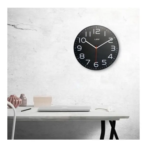 Leni Silent Sweep 30cm Classic Analogue Wall Clock Hanging Home Decor Black